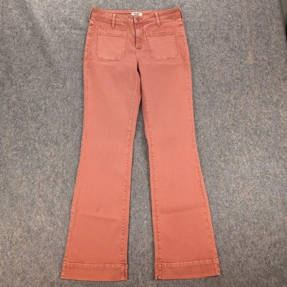 Wrangler Jeans Womens 28x32 Pink High Rise Flare Patch Pocket Denim